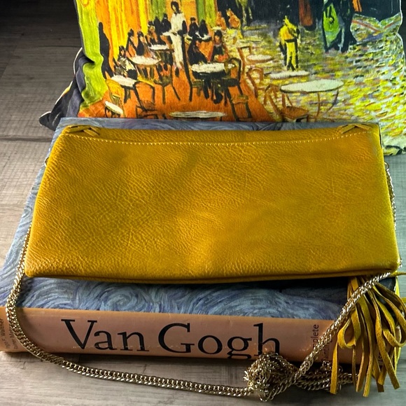 Moda Luxe Envelope Clutch in yellow ochre. Moving sale! - Picture 2 of 8